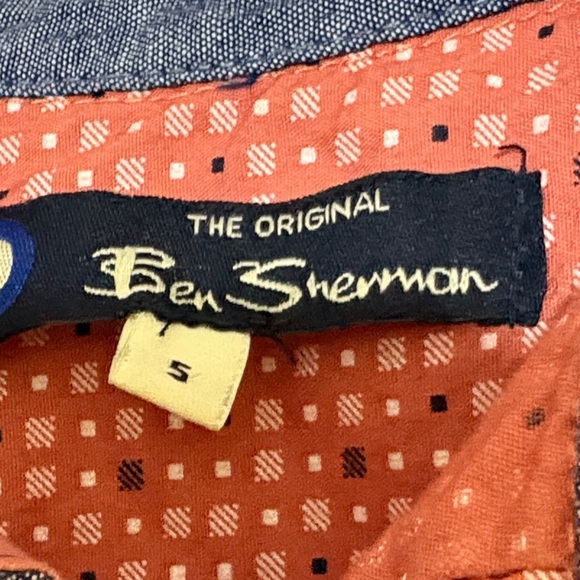 Ben Sherman boys Brick Red Patterned Button Down long sleeve dress shirt size 5 - Picture 2 of 7